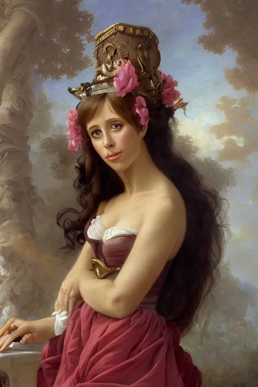 Image similar to A fantasy style portrait painting of Jennifer Love Hewitt/Bogdana Kadritskaya hybrid, in the style of François Boucher, Oil Painting, unreal 5, DAZ, hyperrealistic, octane render, Regal, Refined, Detailed Digital Art, RPG portrait, Michael Cheval, William-Adolphe Bouguereau, Walt Disney (1937), Steampunk, dynamic lighting, Highly Detailed, Cinematic Lighting, Unreal Engine, 8k, HD