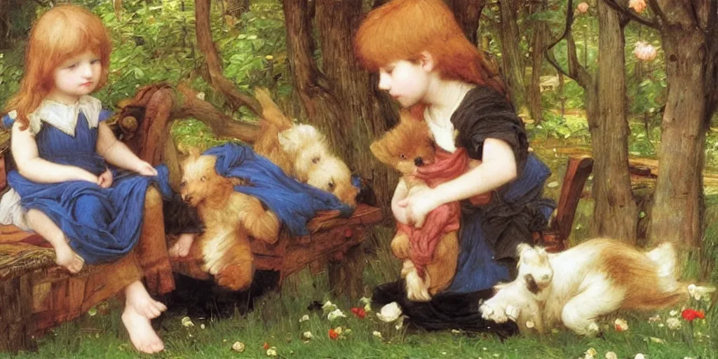 Image similar to 3 d precious moments plush animal, precious moments, master painter and art style of john william waterhouse and caspar david friedrich and philipp otto runge