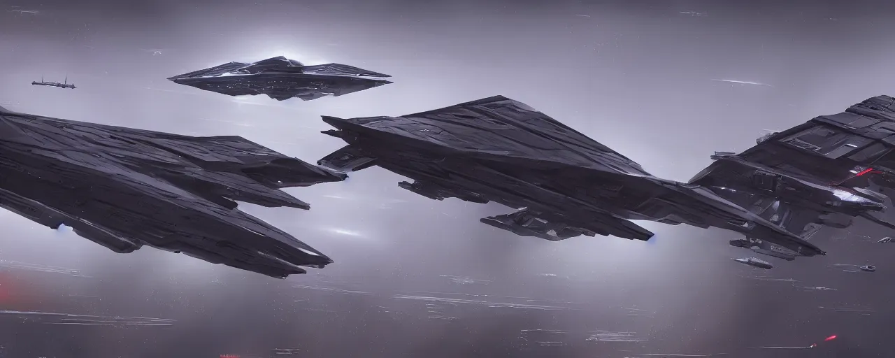 Image similar to silhouette of a huge military spaceship side view concept art, sparth, star wars, star citizen, artstaion
