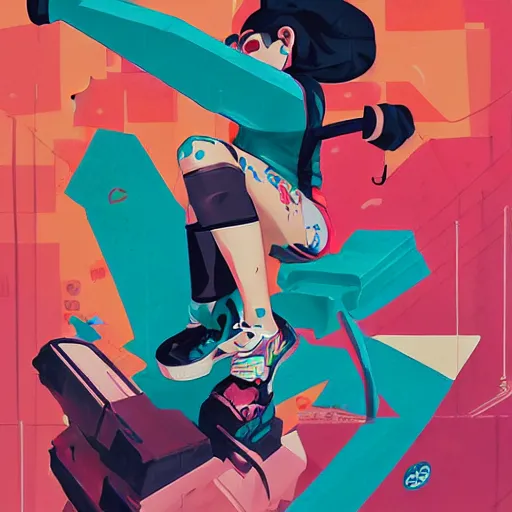 Prompt: Jet Grind Radio Painting by Sachin Teng, asymmetrical, Organic Painting , Hard Light and long shadows, Matte Painting, geometric shapes, hard edges, graffiti, street art, 300 dpi :2 by Sachin Teng:4