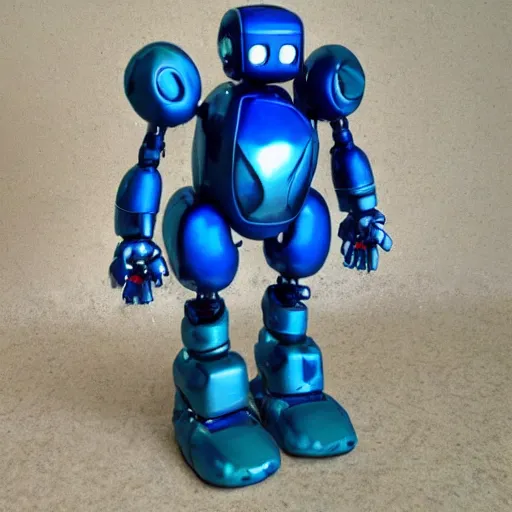 Prompt: a cute blue metallic robot in the style of donatello's david