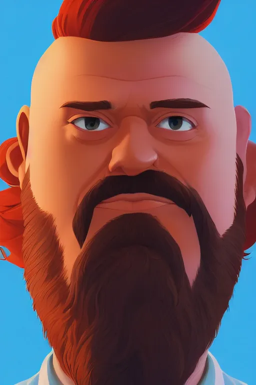 Image similar to face icon stylized minimalist portrait of a respectable dignified 3 0 ish pentecostal preacher with kind eyes and red beard and hair, loftis, cory behance hd by jesper ejsing, by rhads, makoto shinkai and lois van baarle, ilya kuvshinov, rossdraws global illumination