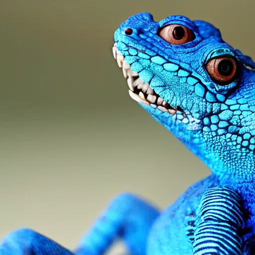 Prompt: a blue lizard warrior who is wearing a silly hat, highly detailed, realistic