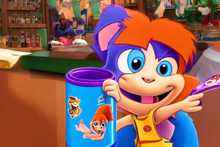 Image similar to swiper from dora stealing some beer