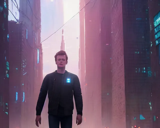 Image similar to highly detailed portrait of jonathan groff as an android, in detroit : become human, stephen bliss, unreal engine, fantasy art by greg rutkowski, loish, rhads, ferdinand knab, makoto shinkai and lois van baarle, ilya kuvshinov, rossdraws, tom bagshaw, global illumination, radiant light, detailed and intricate environment