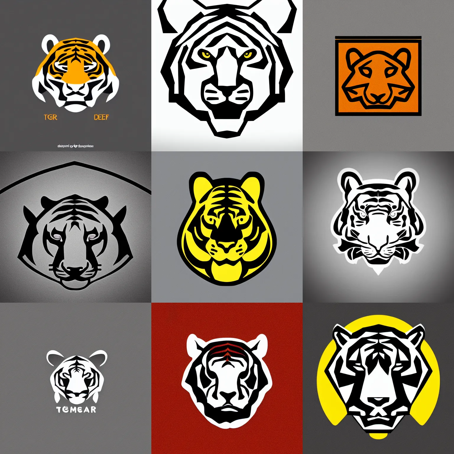 Prompt: tiger head, minimalist logo, art deco