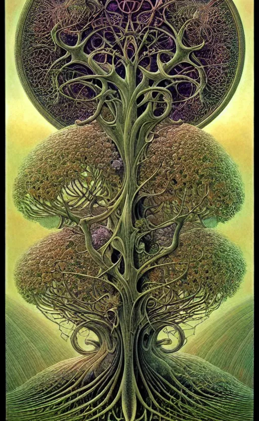 Image similar to tree of life by roger dean and andrew ferez, art forms of nature by ernst haeckel, divine chaos engine, symbolist, visionary, art nouveau, botanical fractal structures, organic, detailed, realistic, surreality