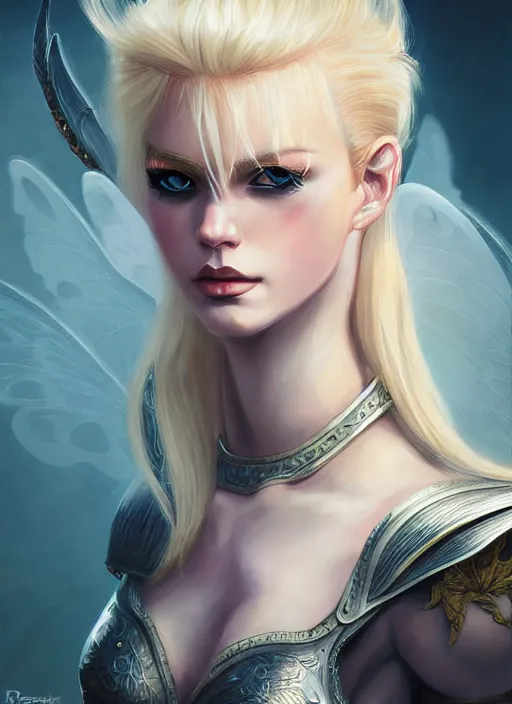 Image similar to blonde combat fairy venizian era, dark fantasy, extremely detailed, sharp focus, portrait, smooth, digital illustration, by rossdraws, frank franzzeta