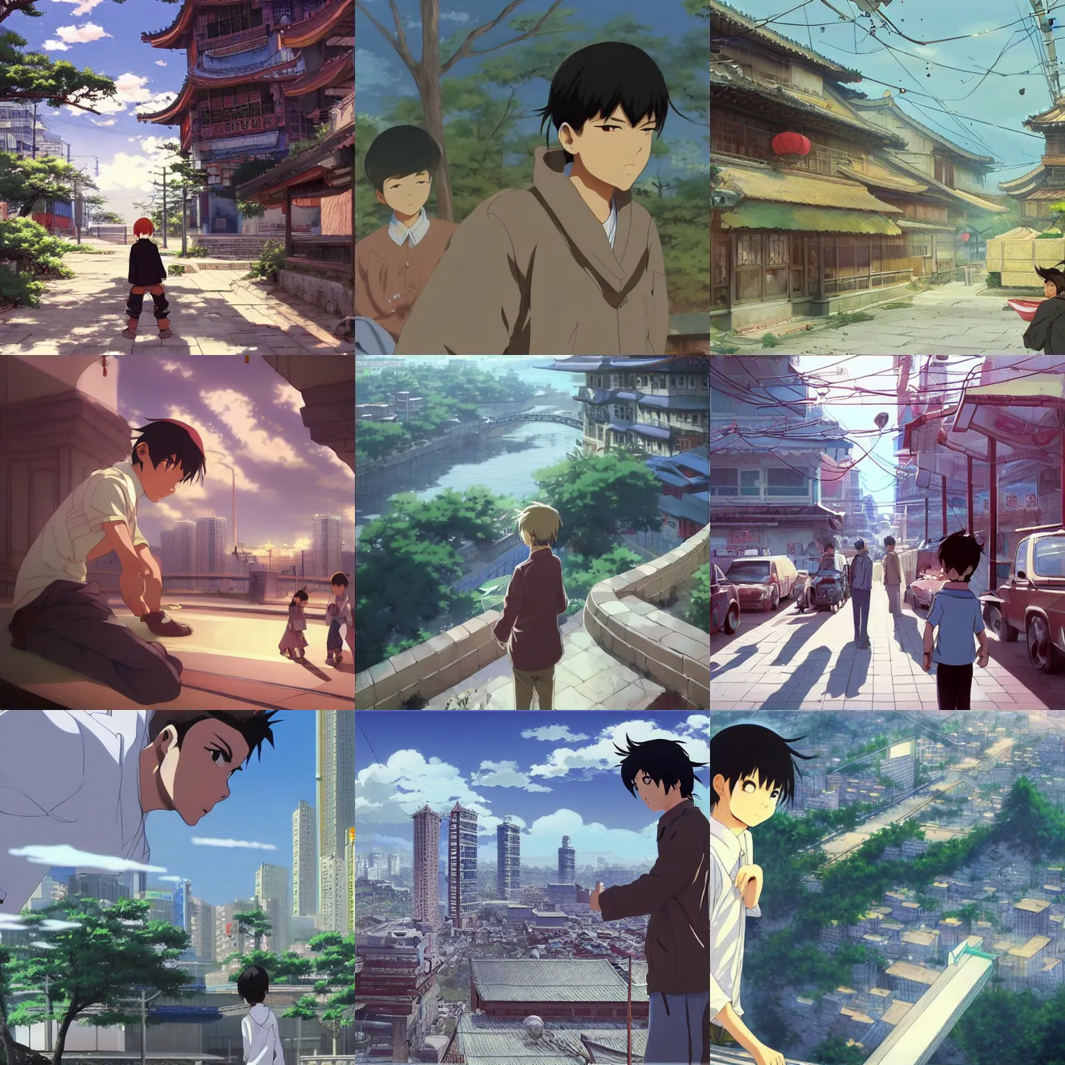 Prompt: a boy, was born in tangshan city, hebei province in 1 9 7 8. high detailed, by makoto shinkai
