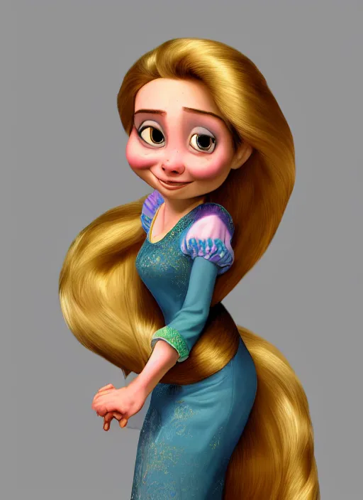 Image similar to bald rapunzel, digital art, trending on artstation