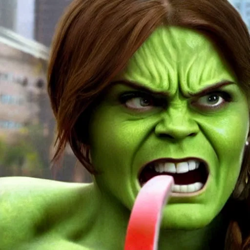 Image similar to emma watson as hulk