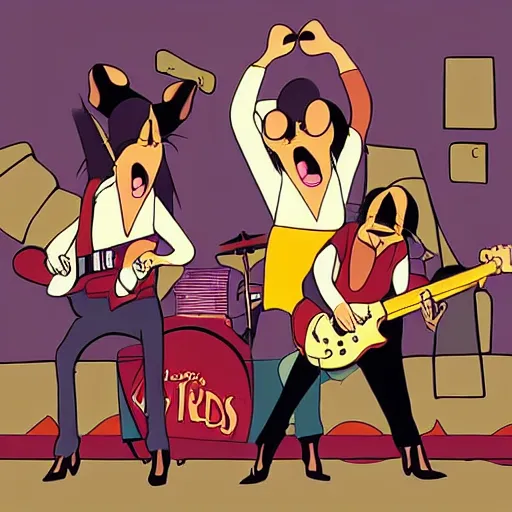 Prompt: rats playing in a rock band inspired by the beatles, slice of life, ghibli and disney animation, 7 0 s art by ken anderson and mel shaw,