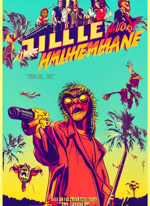 Image similar to Hotline Miami movie poster, Animated Disney movie from 1990, detailed