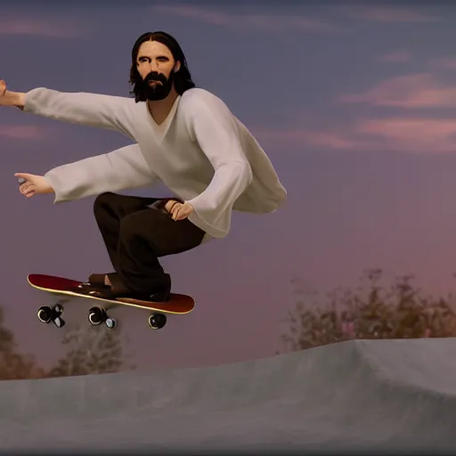 Prompt: jesus as a skater, cgsociety, 8 k, hyperdetalied,