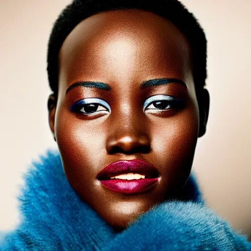 Image similar to Fully-clothed full-body close-up portrait of Lupita Nyong'o, XF IQ4, 50mm, F1.4, studio lighting, professional, 8K