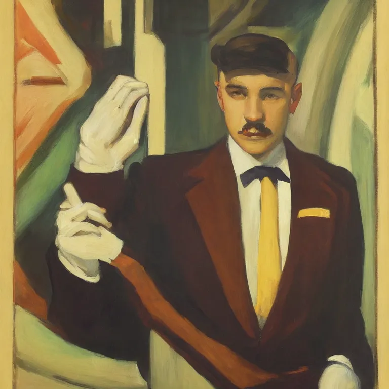 Image similar to portrait of duke leto atreides, art deco, painted by Edward Hopper