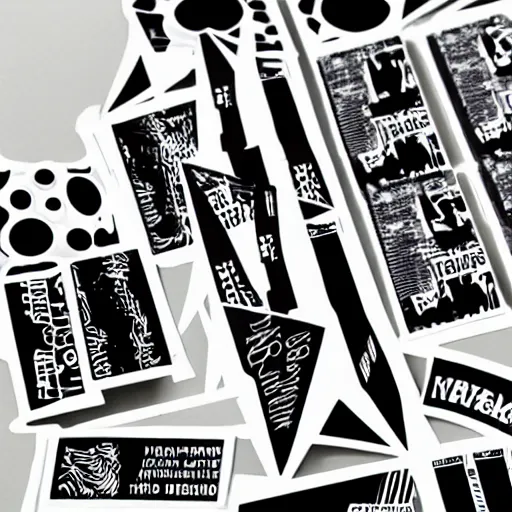 Image similar to black on white graphic design stickers in style of david rudnick, eric hu, acid, y 2 k, brutalism