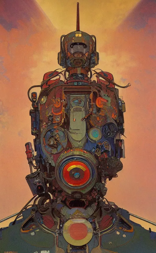 upper half portrait of colourful army mecha robot, art | Stable ...