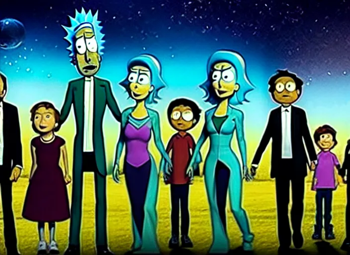 Image similar to film still of rick sanchez family portrait in the new scifi movie 4 k,,,,,,,,,,,,,,,,,,,,,,,,,,,,,,,,,,,,,,,,,,,,,,,, rick and morty