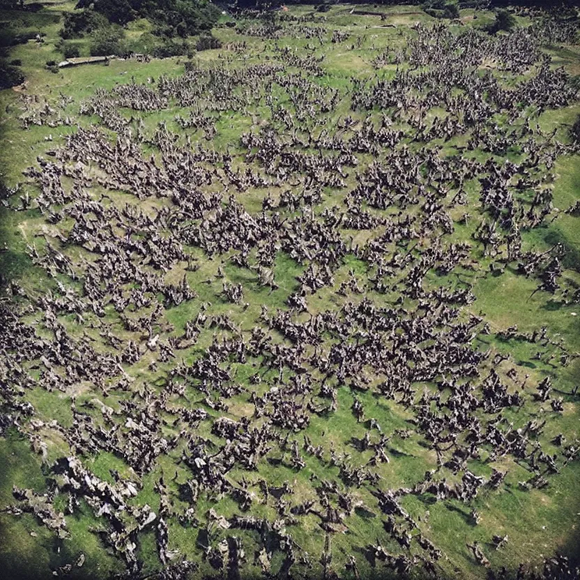 Prompt: “Drone footage of a medieval battle field”