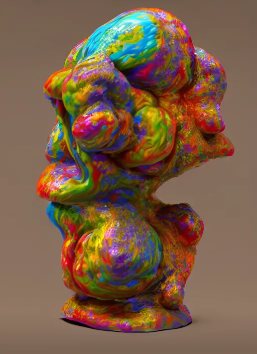 Image similar to 3D abstract resin miniature sculpture by Salvador Dali, psychedelic, abstractionism, realistic, 8K, Hyperrealism, Subsurface scattering, raytracing, Octane Render, Zbrush, simple background