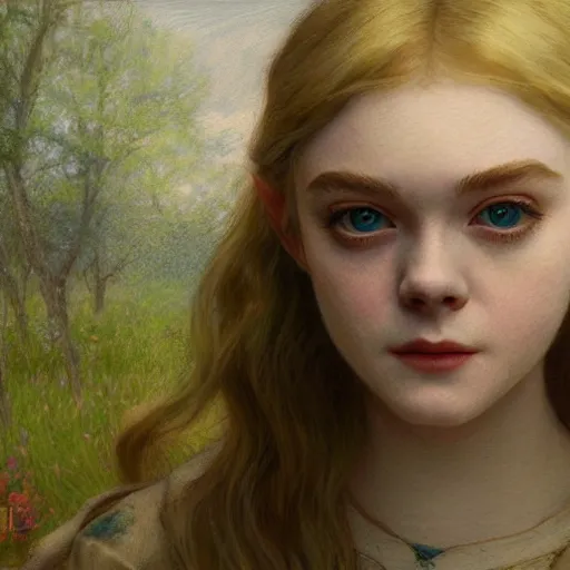 Prompt: Elle Fanning as zelda portrait, Crayon, textured art by Stanley Artgerm Lau , greg rutkowski, thomas kindkade, alphonse mucha, loish, norman rockwell