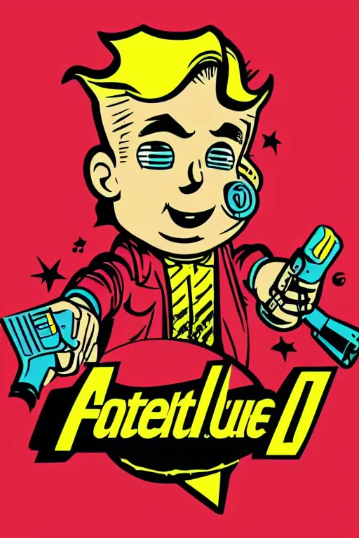 Image similar to fallout 7 6 retro futurist illustration art by butcher billy, sticker, colorful, illustration, highly detailed, simple, smooth and clean vector curves, no jagged lines, vector art, smooth andy warhol style