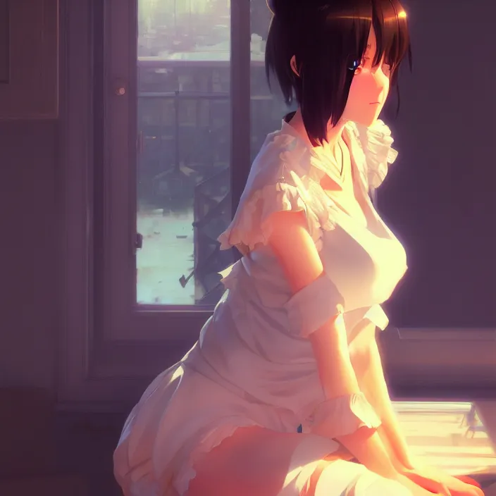 Image similar to a potrait of anime girl, my dress up darling anime, fine details, night setting, realistic shaded lighting poster by ilya kuvshinov katsuhiro, artgerm, jeremy lipkin and michael garmash, unreal engine 5, radiant light, detailed and intricate environment