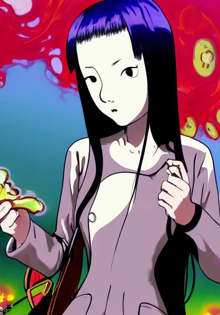 Image similar to portrait of a beautiful slime woman by junji ito, tsurumaki kazuya, 8 k, hd, saturated, flcl, hyperreality