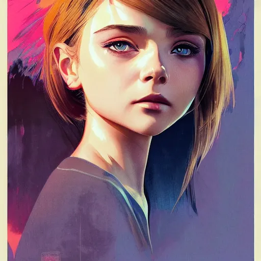 Image similar to chloe grace moretz portrait as manga girl, realistic shaded perfect face, fine details. anime. realistic shaded lighting poster by ilya kuvshinov katsuhiro otomo ghost - in - the - shell, magali villeneuve, artgerm, jeremy lipkin and michael garmash and rob rey