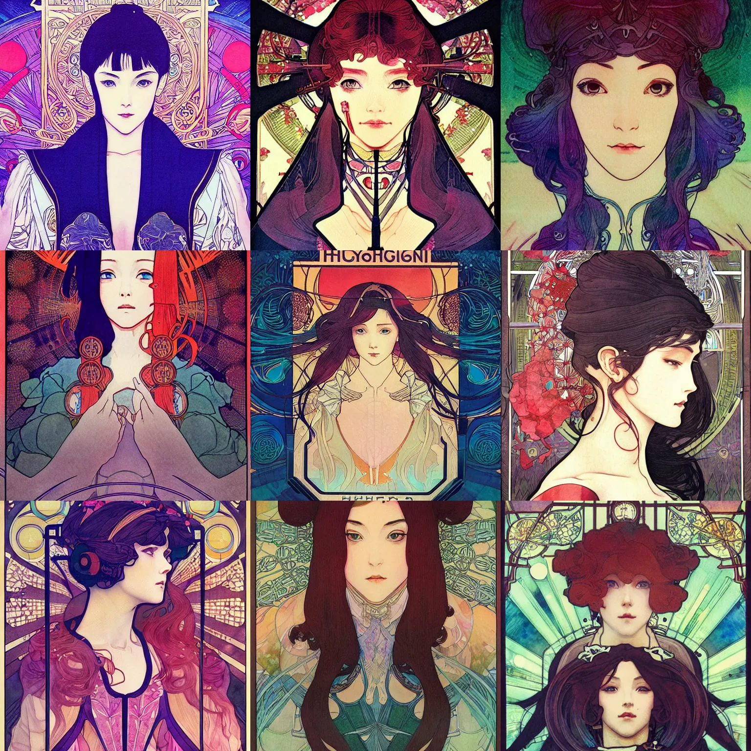 Prompt: hydrogen. beautiful, realistic symmetrical portrait painting by mucha and kuvshinov and bilibin. synthwave watercolor, thick linings, manga