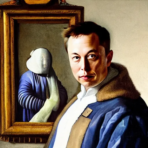 Prompt: Portrait of Elon Musk, by Vermeer