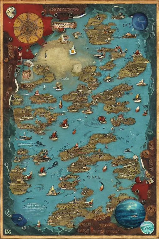 Image similar to nautical map board game by Shaun tan and Hiroshi Yoshida