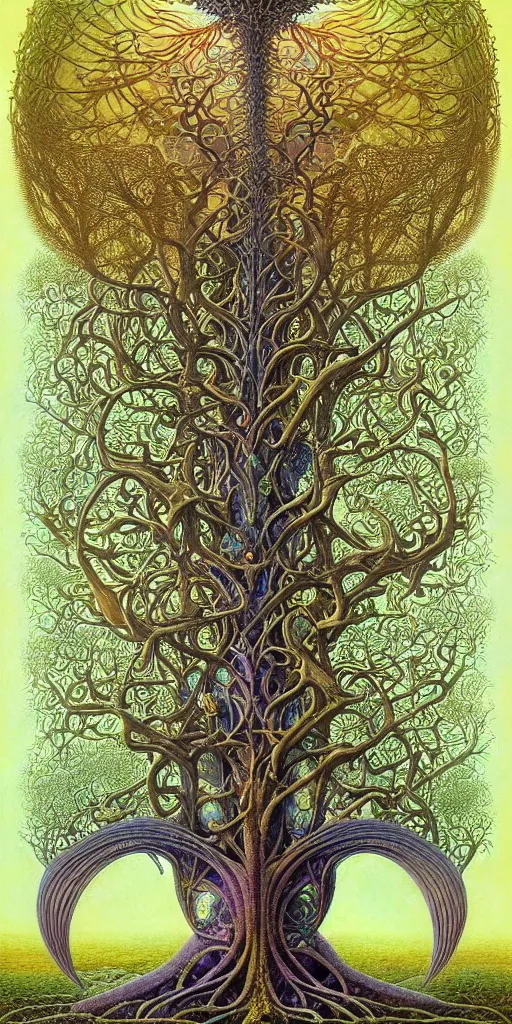 Image similar to tree of life by roger dean and andrew ferez, art forms of nature by ernst haeckel, divine chaos engine, symbolist, visionary, art nouveau, botanical fractal structures, organic, detailed, realistic, surreality