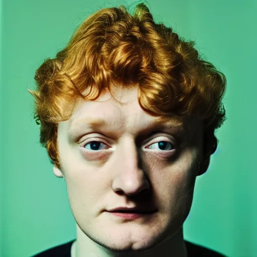 Image similar to james acaster, portrait, fashion photography, polaroid, by david bailey, mariko mori, davide sorrenti