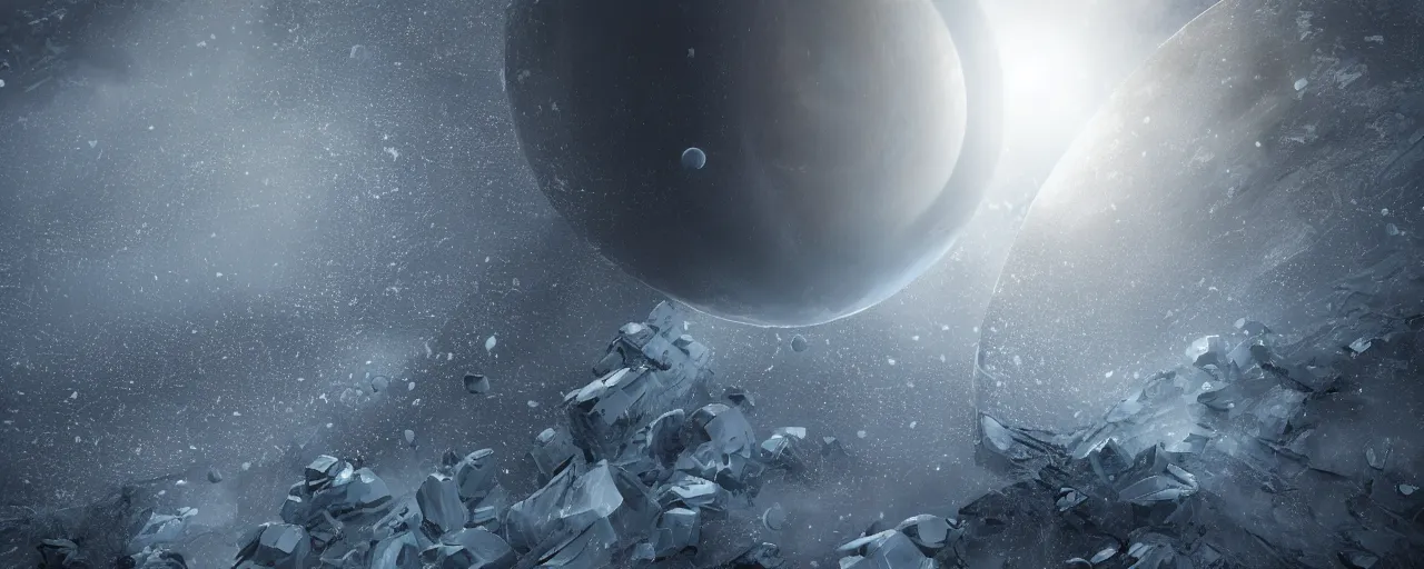 Prompt: ” outer planet covered in ice, [ by wlop, cinematic, detailed, epic, widescreen, opening, establishing, mattepainting, photorealistic, realistic textures, octane render ] ”