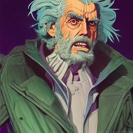 Image similar to 2 0 7 7 decepticon rick sanchez portrait by charles vess and james jean and erik jones and rhads, inspired by ghost in the shell, beautiful fine face features, intricate high details, sharp, ultradetailed, 3 d octane render