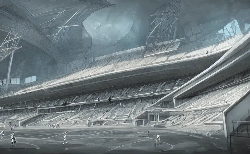 Prompt: soccer stadium, architecture, highly detailed, digital painting, artstation, concept art, sharp focus, illustration, art nouveau