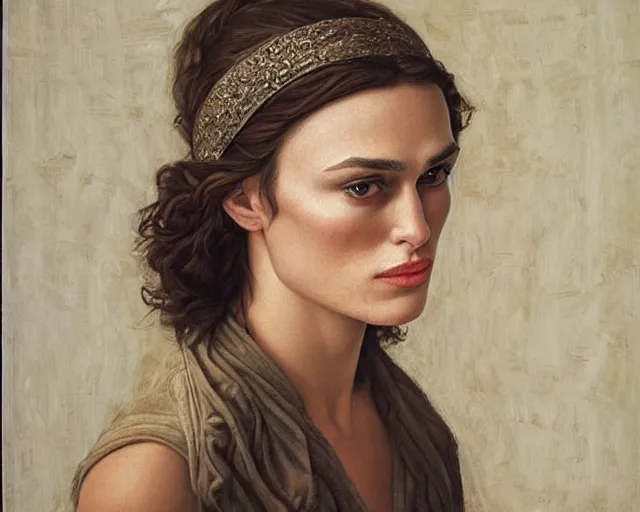 Prompt: highly detailed portrait of keira knightley by tamara de lempika