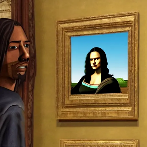 Image similar to cj from grand theft auto san andreas as the mona lisa