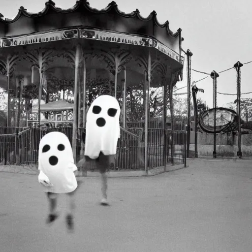 Prompt: ghosts in an amusement park, photograph