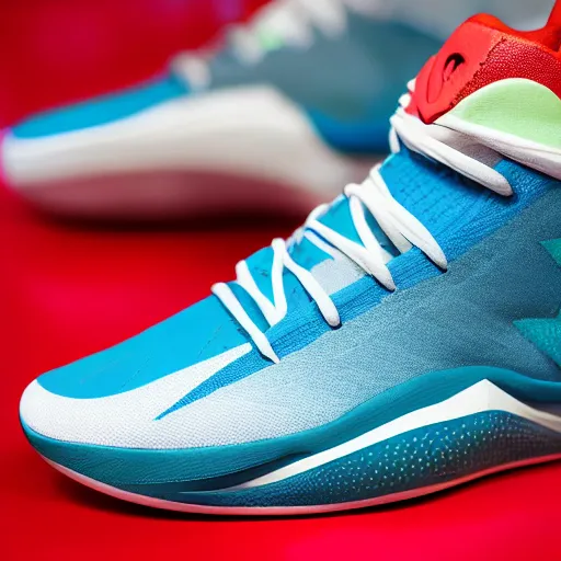 Image similar to photograph of sneakers, for basketball players, with an aerodynamic design, inspired by pokemon nidoqueen style