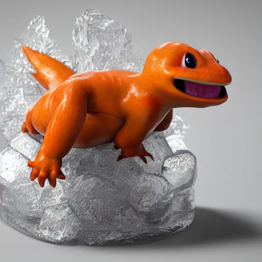 Prompt: a charmander clear ice sculpture, ultra realistic, concept art, intricate details, highly detailed, photorealistic, octane render, 8 k, unreal engine, photography