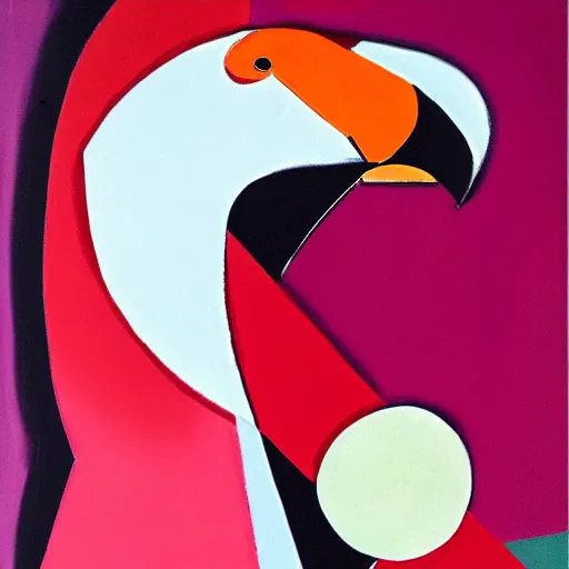 Prompt: flamingo cubist picasso