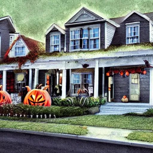 Prompt: realistic renderings of halloween scenes