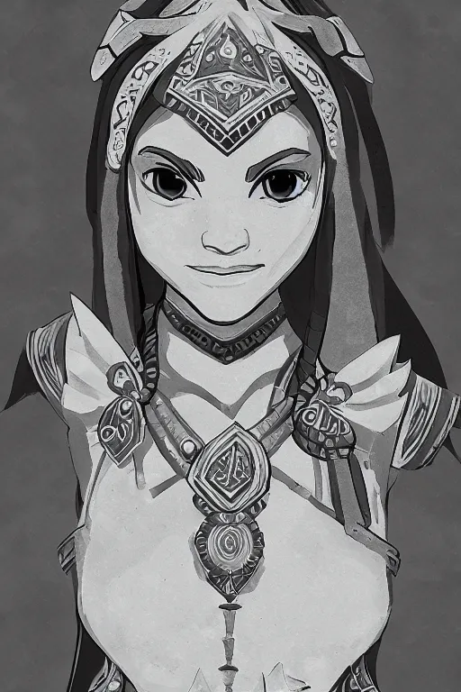 Image similar to an in game portrait of urbosa from breath of the wild, breath of the wild art style.