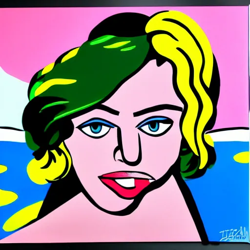 Image similar to lucie donlan in the style of roy lichtenstein, oil painting 4 k