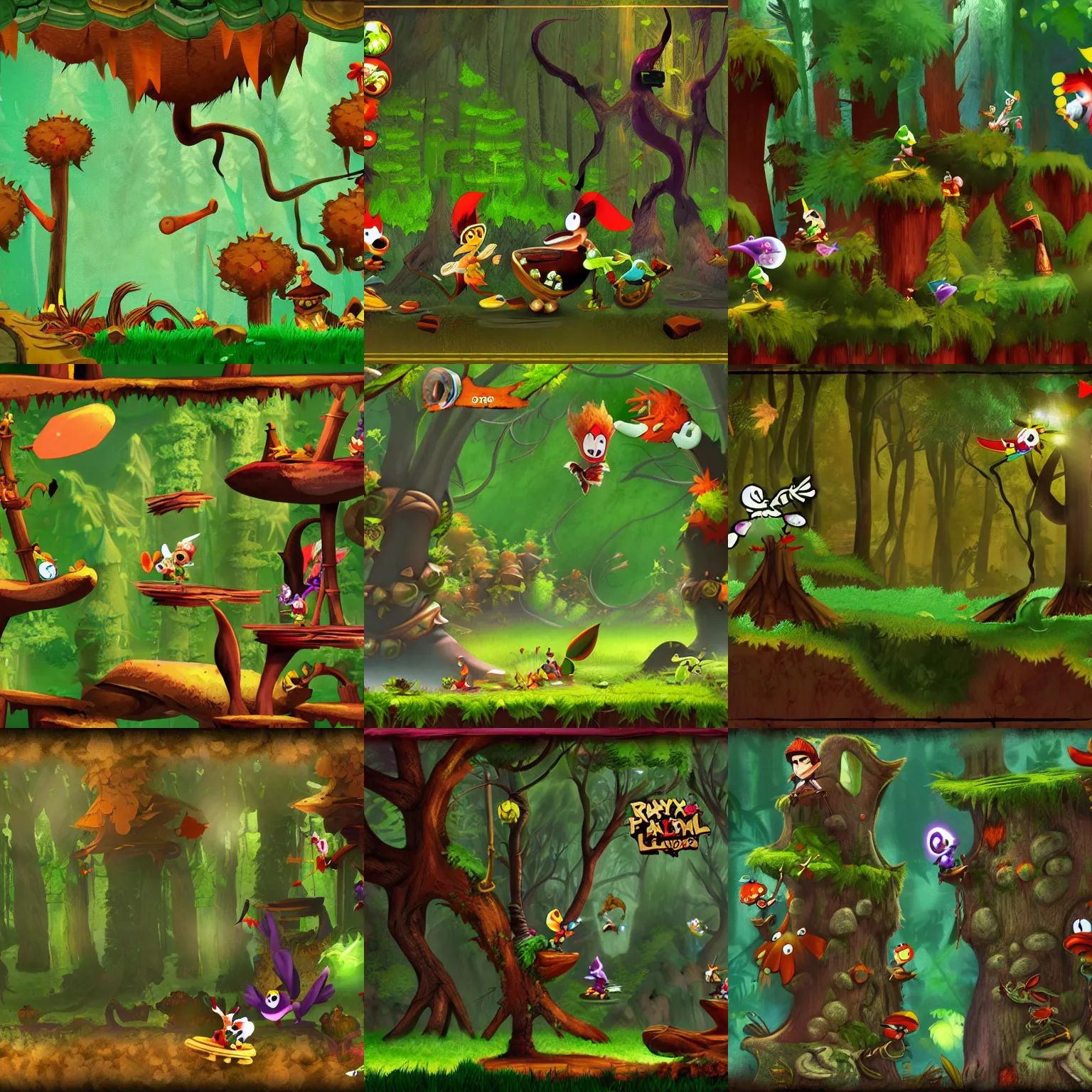 Prompt: rayman legends forest texture page