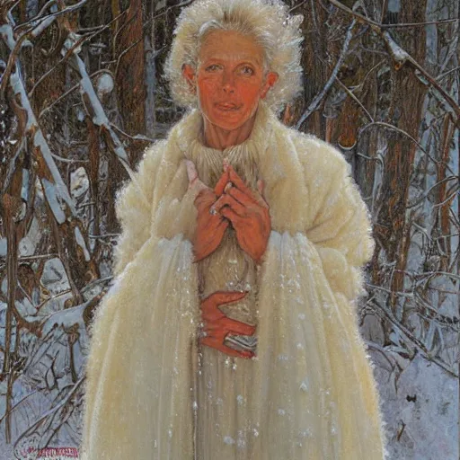 Prompt: portrait of a frost angel, by donato giancola and norman rockwell.