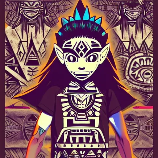 Image similar to sneaker design concept art, aztec mayan street fashion native punk sneaker design, majora's mask, wearing wooden mask, hip hop sneaker design with subtle mayan patterns, gapmoe yandere grimdark, trending on pixiv fanbox, painted by greg rutkowski makoto shinkai takashi takeuchi studio ghibli, akihiko yoshida